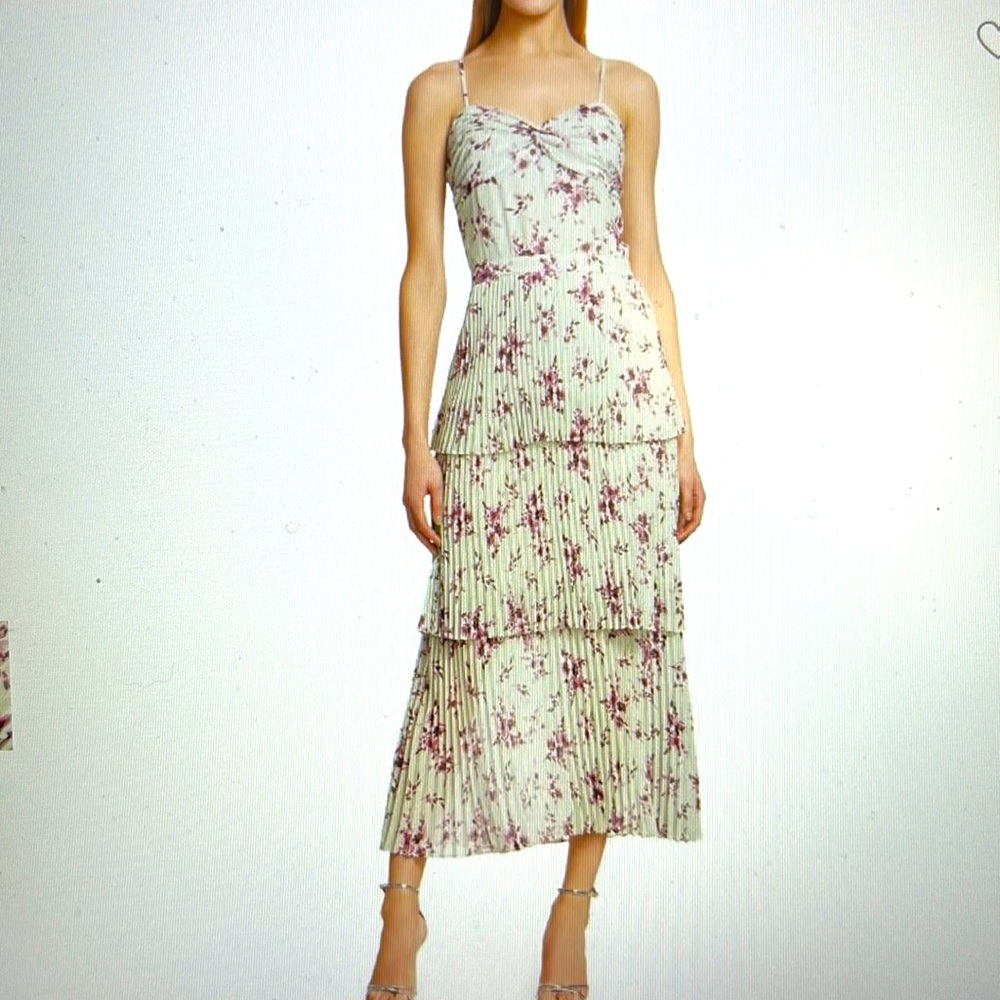 ML Monique floral pleated midi- dress